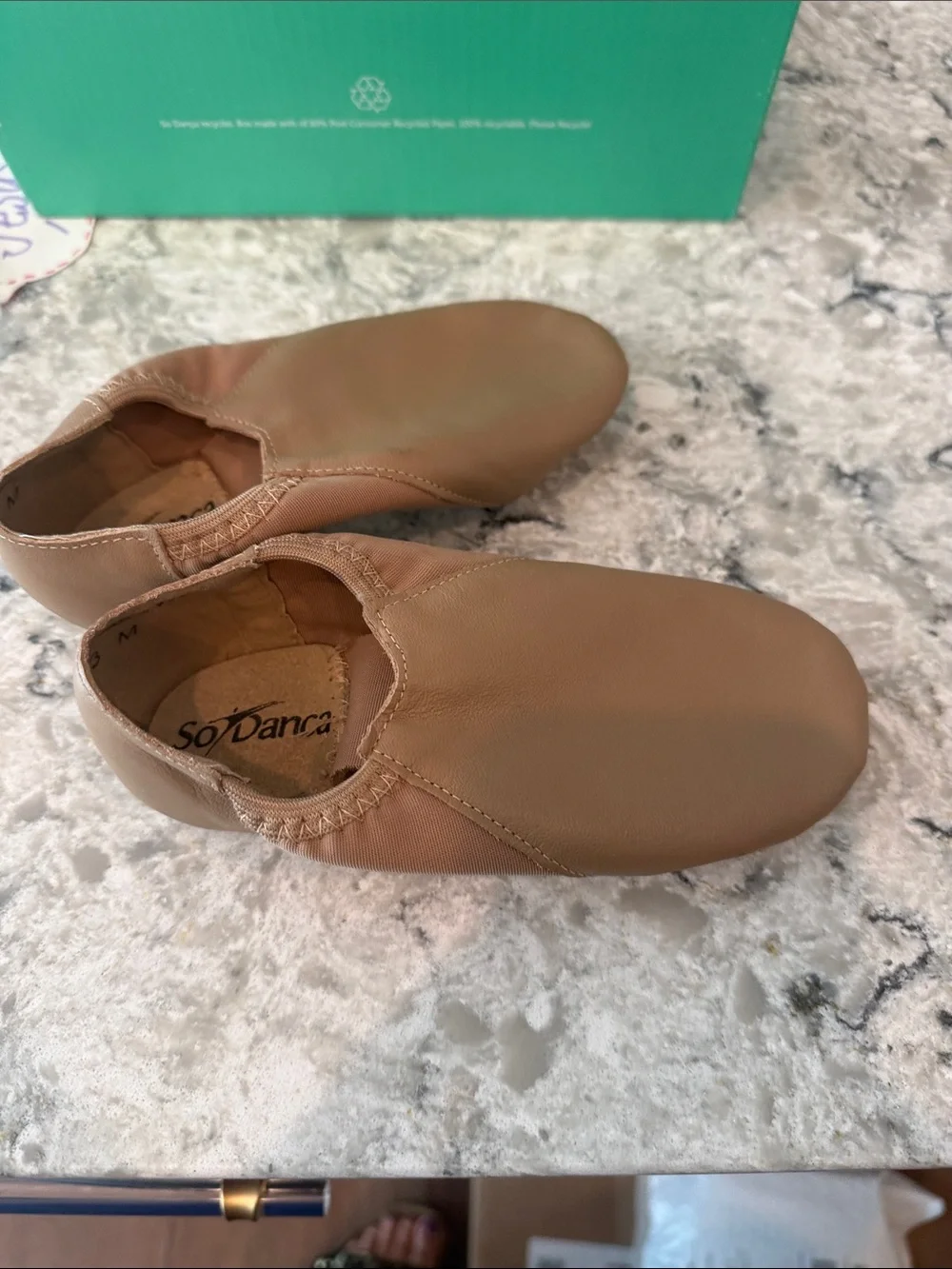 Brand New So Danca Kids Tan Leather Dance Slip-On Shoe